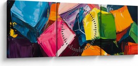 Obraz - Farebné kocky (s hodinami) (90x30 cm)