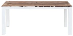 furniture-nabytek.cz - Masivní jídelní stůl Perth z recyklovaného dřeva, lakovaný, bílý s barevnými prvky – 180×90 cm