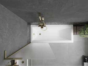 Mexen Next L, 1-krídlová vaňová zástena 70 x 150 cm, 6mm sklo námraza, zlatý lesklý profil, 895-070-000-03-30-50