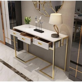ELEGANTNÁ KONZOLA KAREN BIELÝ LESK + ZLATÁ