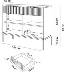 Komoda CORA šedá matná 104 cm