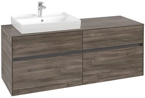 VILLEROY &amp; BOCH Collaro závesná skrinka pod umývadlo na dosku (umývadlo vľavo), 4 zásuvky, 1400 x 500 x 548 mm, Stone Oak, C08500RK