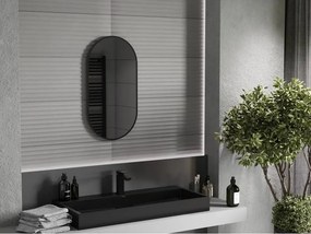 Mexen Loft oválne kúpeľňové zrkadlo 75 x 40 cm, čierny rám - 9851-075-040-000-70