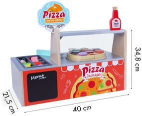 EcoToys Drevená pizza na krájanie s príslušenstvom