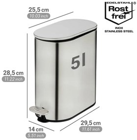 Pedálový odpadkový kôš z nehrdzavejúcej ocele v matne striebornej farbe 5 l Collungo – Wenko