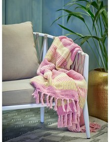 Žltá/ružová deka z recyklovanej bavlny 130x160 cm Isnel – Bloomingville