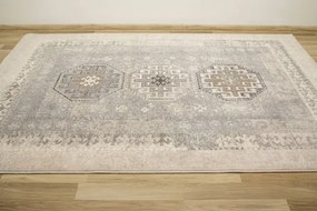 Koberec Dywilan Moon Torino Silver kosoštvorce / ornamenty, sivý / modrý
