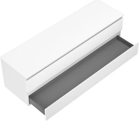 Mexen Rivel, kúpeľňová skrinka 160 cm s pracovnou doskou, 2 zásuvky, drážkovaná, biela matná, 91A20-16047-2-BFFC01