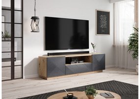 TV stolík Asha 167 cm s otvorenou policou - artisan / rivier stone mat