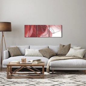 Obraz - Červená abstraktná kvetina N⁰1 (s hodinami) (90x30 cm)