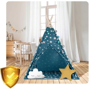 Detský stan Tepee so svetlami Nukido - modrý