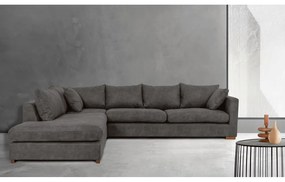 Antracitová rohová pohovka z imitácie kože (ľavý roh) Hamburg – Scandic