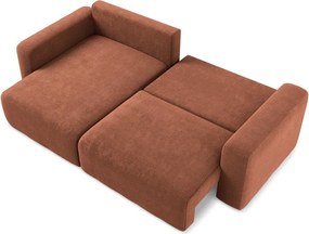 Ženilková rozkladacia/s úložným priestorom rohová pohovka v terakotovej farbe (ľavý roh/s leňoškou) Kona – Makamii