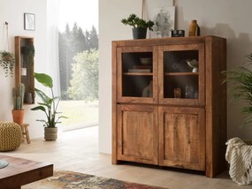 furniture-nabytek.cz - Masívna vitrína Country z mangového dreva, lakovaná, hnedá – 118×45×140 cm