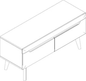 Televízna skrinka Nordi, 107 cm, dub riviera/biely lesk