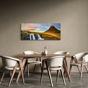 Obraz hory a vodopádov na Islande (120x50 cm)