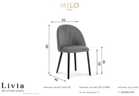 Modrá Zamatová stolička Livia dĺžka 52 × šírka 46 × výška 80 cm MILO CASA