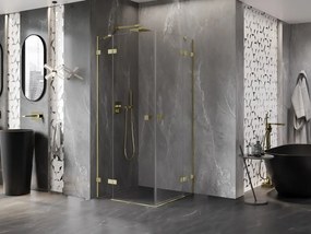 Mexen Lunar Duo, výklopný sprchový kút 85 x 85 cm, 8mm číre sklo, zlatý matný profil, 834-085L-085P-55-00