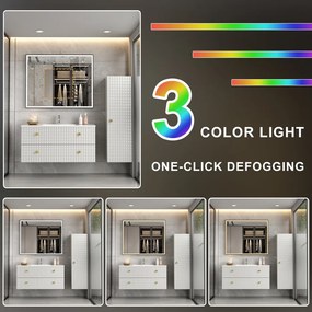 Erga Samira, LED zrkadlo 50x70cm v čiernom ráme, 1840 lm, 3 farby svetla, predné/zadné osvetlenie, ERG-V01-SAMIRA-5070-BK