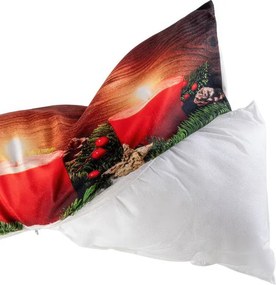Vankúš proti prievanu s LED ČERVENÉ SVIEČKY 18 x 85 cm