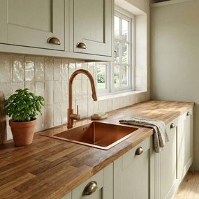 Rea Leo 40, 1-komorový nerezový drez 400x450x185 mm, medená matná, ZLE-06016