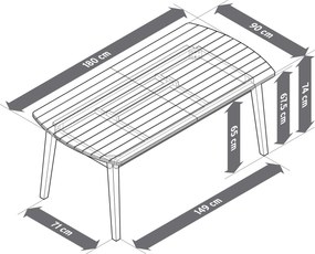 Rozťahovací záhradný stôl so zaoblenými prednými stranami, cca 180 ‒ 240 cm