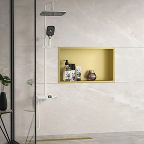 Rea Rea, oceľová kúpeľňová polička 45x30 cm, zlatá matná, REA-05607