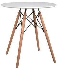 Jedálenský stôl,  biela/buk, priemer 60 cm, GAMIN NEW 60