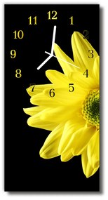 Sklenené hodiny vertikálne Kvety príroda žlté okvetné lístky 30x60 cm