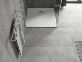 Mexen Hugo, štvorcová sprchová vanička SMC 80 x 80 cm, biela, zlatá krytka, 42108080-G