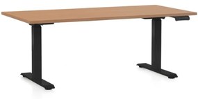 Výškovo nastaviteľný stôl OfficeTech C, 160 x 80 cm, čierna podnož, buk