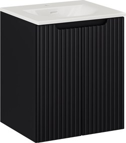 Comad Kúpeľňová skrinka s keramickým umývadlom Nova Black II 50 cm - čierna mat