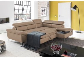 Rozkladacia kožená rohová sedacia súprava SALERNO II pravá hnedá