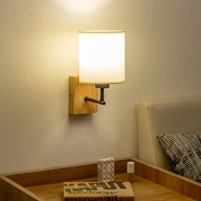 Brilagi - Nástenná lampa NUBILA WOOD 1xE27/25W/230V dub/čierna/krémová