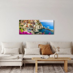 Obraz - Talianska dedinka Manarola (120x50 cm)