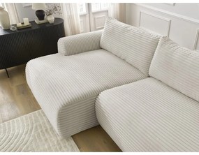 Krémová menčestrová rozkladacia rohová pohovka (ľavý roh) Lucien – Bobochic Paris