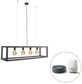Inteligentné závesné svietidlo čierne 4-svetlo vrátane Wifi G95 - Big Cage