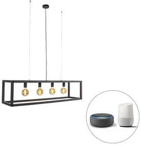 Inteligentné závesné svietidlo čierne 4-svetlo vrátane Wifi G95 - Big Cage