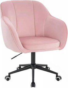 LuxuryForm DESIGN Stolička AVOLA VELUR na čiernej podstave s kolieskami - svetlo ružová