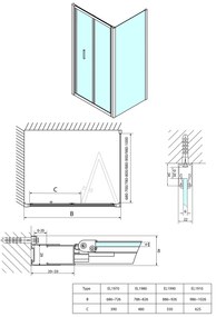 Polysan Polysan, EASY štvorcová sprchová zástena 800x800mm, skladacie dvere, L/R varianta, číre sklo, EL1980EL3215