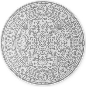 NORTHRUGS, Kusový koberec Duet Kona 106249 White/Gray kruh - na von aj na doma, 160x160 (priemer) kruh, šedá, chodba / predsieň