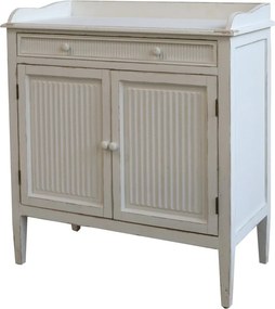 Biela antik drevená komoda s dvierkami Old French Satin - 83*41*92cm