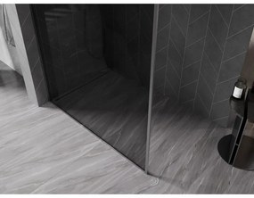 Mexen Kioto-F, sprchová zástena s rámom 100 x 202 cm, 8 mm grafit, grafitový profil, 800-100-104-66-40
