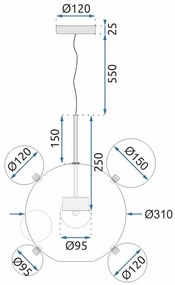 Toolight - LED stropná lampa 5W APP650-CP, zlatá, OSW-08198