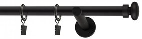 Dekorstudio Garniža jednoradová FLAT čierna matná 19mm Dĺžka: 120cm, Typ uchytenia: Držiak modern, Typ príslušenstva: Krúžky tiché so štipcami