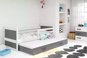 Detská posteľ RICO s prístelkou, biela/grafitová