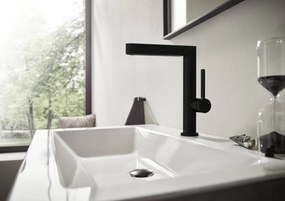 Hansgrohe Finoris, umývadlová batéria 230, s výpustom Push-Open a otočným výtokom, čierna matná, HAN-76060670