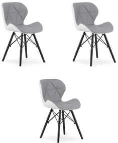 Set troch jedálenských stoličiek LAGO ekokoža, sivé / biele / čierne (3 ks)