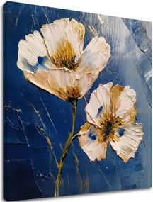 Obraz Kvety Midnight Bloom | Akrylové a zlaté detaily na plátne