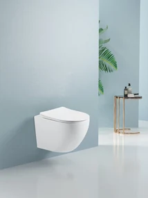 Cerano Cesso, závesná WC misa Vortex + UF sedátko - biela lesklá - 49x36 cm, CER-CER-476678